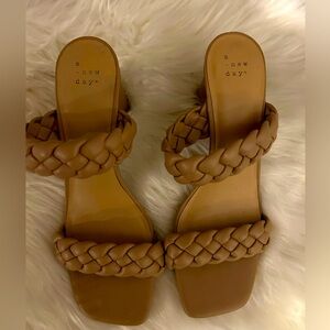 A New Day braided heeled sandal, EUC